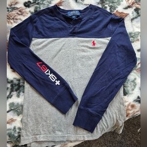 Polo by Ralph Lauren Navy and Gray Long Sleeve Tee